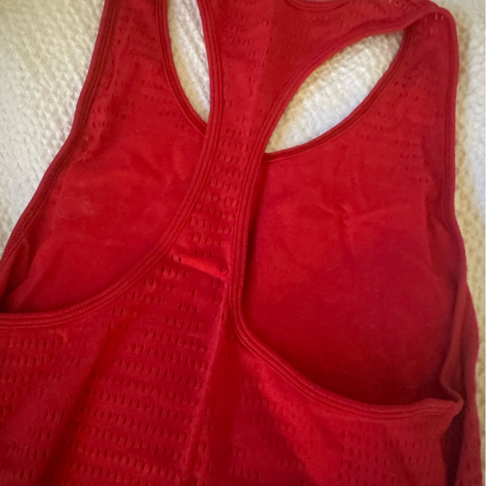 Red Razed Back Workout Tank Top - Picture 3 of 4